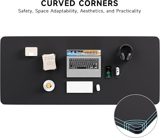 BIZUM Whole-Piece Particle Board Table Top Wood Countertop for Standing Desk DIY 63x28x1 Inch Black Desk Top