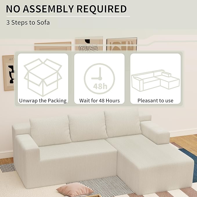 87 Modular Sectional Sofa Cloud Sectional Couch with Deep Seat Modern Modular L-Shape Sofa with Chaise Cozy Boneless Couches for Living Room Small Spaces No Assembly Required