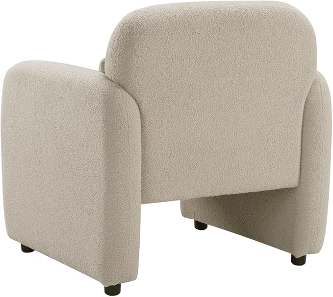 Contemporary Accent Chair Taupe Boucle Fabric Upholstery Plywood Frame Pillow Cozy Living Room Furniture 1pc Comfort Chair