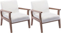 VESCASA 23.2 W Accent Chairs Set of 2 with Arms Farmhouse Side Chairs with Upholstered Seat Mid Century Modern Reading Chairs with White Wash Wood Legs for Living Room/Bedroom White Linen