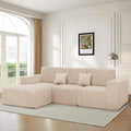 111 Boneless Couches for Living Room 3-Piece Cloud Couch Modular Sectional Deep Seat Compressed Couches for Living Room Bedroom Plush Corduroy Fabric No Assembly Required Khaki
