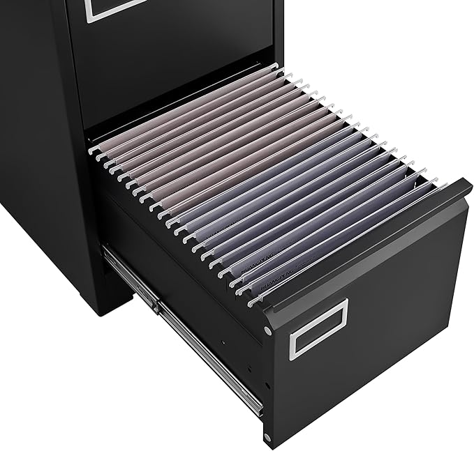 2 Drawer File Cabinet with Lock Vertical Metal Filing Cabinets for Home Office Organizer Storage Cabinet Fit Letter/A4/Legal Size FileAssembly RequiredBlack