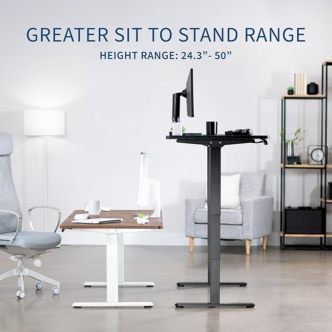 VIVO Electric 60 x 24 in Dual Motor Sit Stand Desk Memory Height Adjustment 2B Series Light Wood Top Black Frame DESK-KIT-2B6C