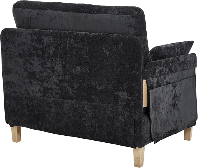 TTK 3-in-1 Foldable Sofa Bed Recliner Sleeper Mid-Century Modern Convertible Sofa Chair with 3 Pillows Space-Saving Design for Small Spaces Bedroom Study &amp Guest Room Black