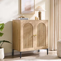Modern TV Stands for 65 Inch TVs 34 Tall Wood Entertainment Center w/Adjustable Shelves Mid Century Modern TV Stand w/Arched Fluted Doors Media Console Cabinet for Living Room Natural