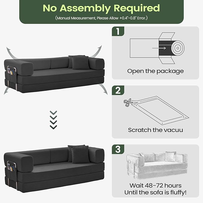 Multi-functionalcorduroy Sofa Bed Crafted from Corduroy Fabric is Ideal for Apartments and Living Rooms. Sleeper Sofa Couch Folding futon or Foldable Floor Convertible Floor Studio | Multi-functiona