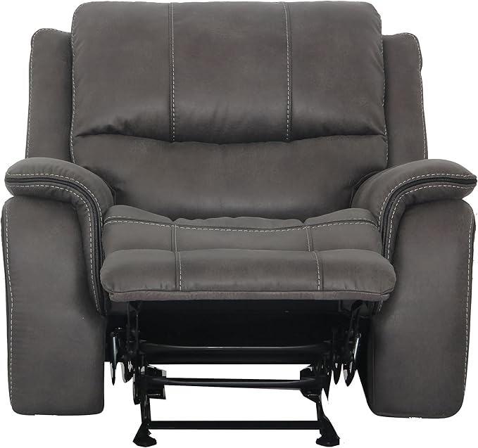 Furniture of America Rock Haven Fabric Upholstered Power Recline Chair with Pillow Top Arms for Living Room Home Office Dark Gray