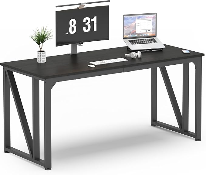 NSdirect Computer Desk 63×23.6 Inch Gaming Desk with Deeper &amp Thicker Desktop Office Desk Work Desk for Home Office Black
