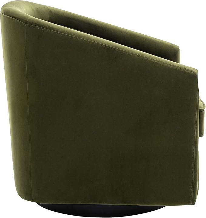 Wovenbyrd 360° Swivel Accent Chair Mid-Century Modern Velvet Upholstered Barrel Chair with Metal Base Comfy Living Room Chair Fully Assembled Sage Green