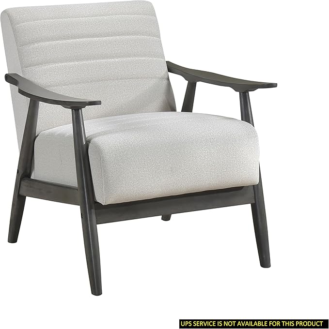 Casual Transitional Chair with Pearl-hued Fabric Upholstery and Dark Gray Frame Solid Wood Design for Living Room Comfort