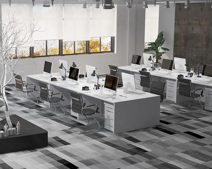 CIMOTA Waiting Room Chairs Leather Office Guest Chair Mid Back Reception Chairs with Sled Base for Meeting/Patient/Conference Room Black Set of 2
