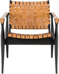 Safavieh Couture Dilan Brown and Black Woven Leather Safari Chair