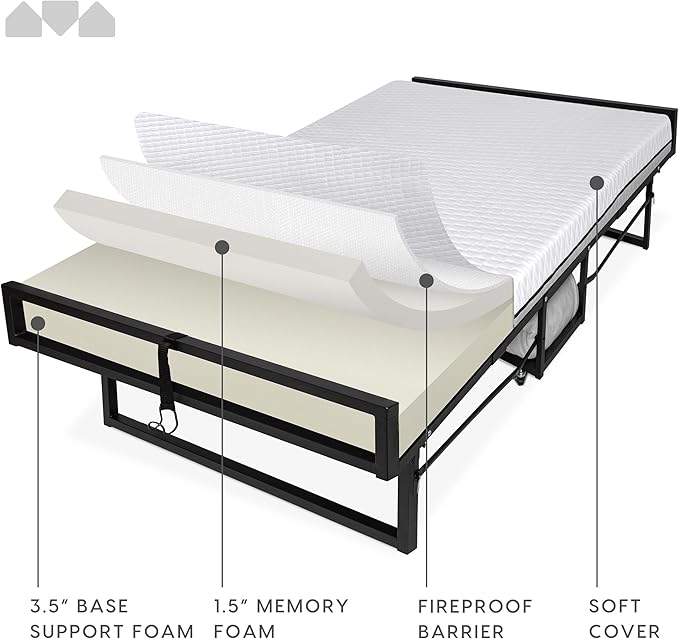 Milliard Deluxe Presidential Folding Bed with Mattress for Adults Twin Size Portable Foldable Bed with Bonus Pillow and Blanket Included 77” x 38 Fold Up Roll Away &amp Hideaway