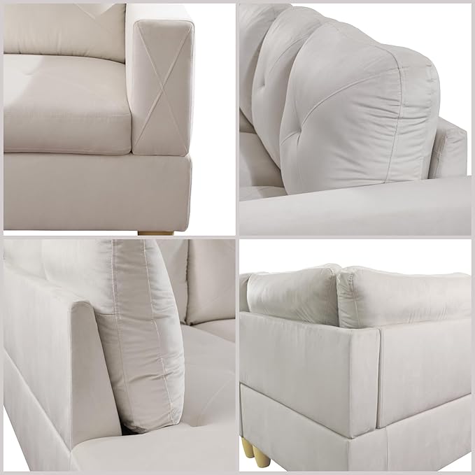 L Shaped Couch Modular Sectional Sofa with Chaise Modern Modular Sofas Furniture Sofa Couches for Living Room/Apartment/Office/Bedroom White
