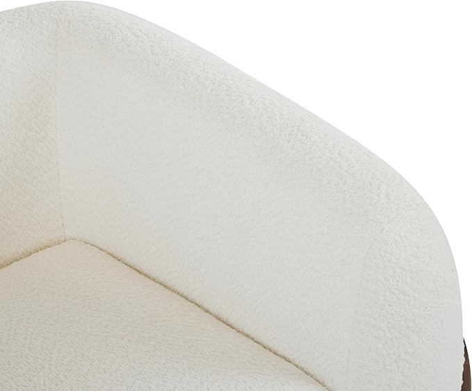 Christopher Knight Home Modern Boucle Fabric Upholstered Club Chair for Living Room Home Office Apartment Relaxing Chair with Removable Cushion and Birch Wood Legs White and Walnut