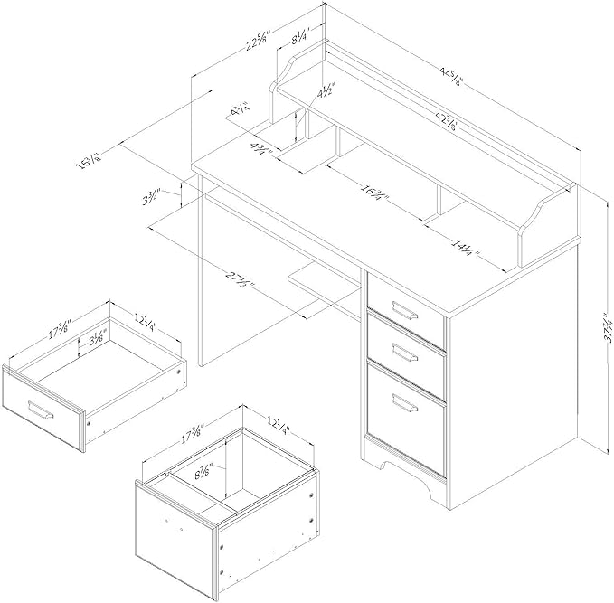 South Shore Versa Computer Desk with Hutch Winter Oak Traditional