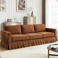 3 Seats Modular Sectional Sofa Couch 98 Modern Brown Linen Fabric Cloud Couches with Skirts &amp Washable Covers Oversized Upholstered Accent Sofa Couch with Deep Seat &amp Pillow for Living Room