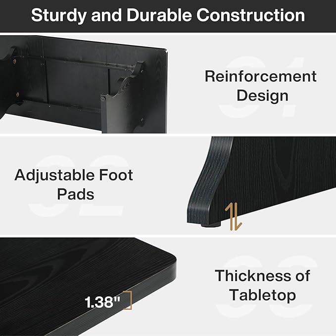 Tribesigns 63 Large Desk for Home Office Spacious Executive Computer Desk with Ample Leg Room Double PC Gaming Writing Table Study Desk with Sturdy Legs Black