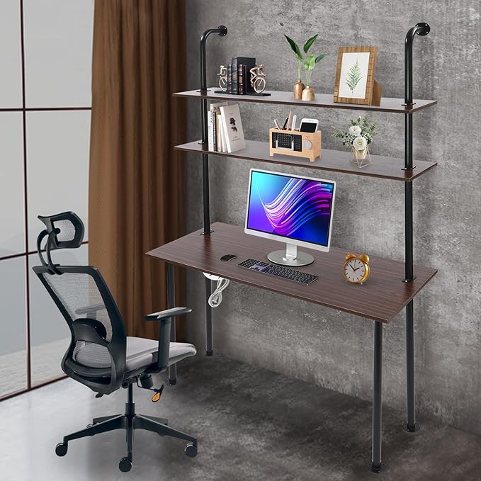 Wall Mounted Desk 47.2×20×79 3 Tiers Wall Mounted Desk Home Office Desks Wall Mount Computer Writing Table Portable Wall Mounted Desk for Homes Student Dormitories Living Rooms