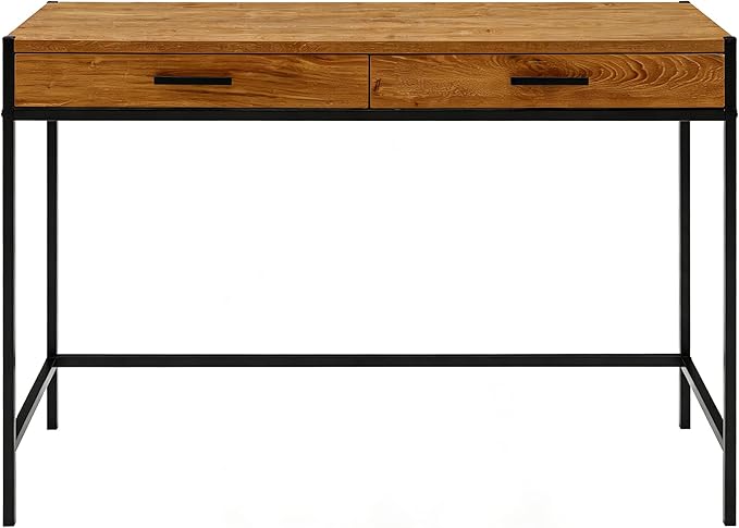 Caffoz 48 Writing Desk | Study Computer Desk | Brown Mahogany | Laptop PC Table Workstation with 2 Drawers for Home Office | Storage Space Saver