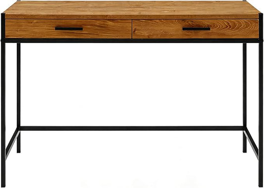 Caffoz 48 Writing Desk | Study Computer Desk | Brown Mahogany | Laptop PC Table Workstation with 2 Drawers for Home Office | Storage Space Saver