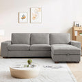 PARKOL 101 L-Shaped Sectional Couch with Storage Sofa with Reversible Chaise USB Type-C Charging Chenille Fabric Removable Cushion Covers for Small Space Apartment Living Room Light Gray