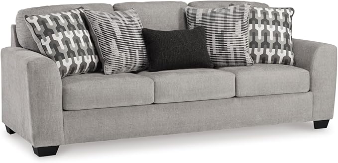 Signature Design by Ashley Avenal Park Casual Sofa with 5 Toss Pillows Light Gray