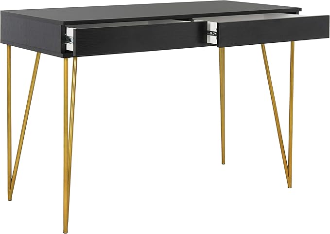 Safavieh Home Office Pine Modern Black and Gold 2-drawer Desk
