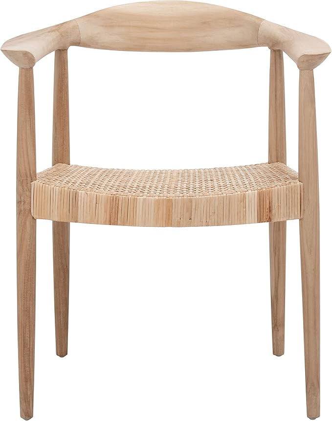 SAFAVIEH Home Collection Sijo Natural Teak Wood/Natural Rattan Accent Chair (Fully Assembled)