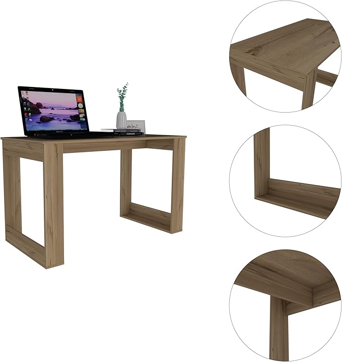 Lacey Rectangle Computer Desk Smokey Oak - Compact Home Office Work Desk for Ample Legroom &amp Stylish Study Space