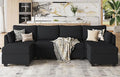 114.17 Modular Sectional Sofa 6 Seat Sectional Couches with Storage Memory Foam Convertible Modular Couch for Living Room U Shaped Comfy Modular Sofa with Chaise Black