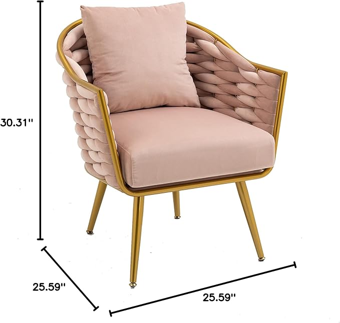 Velvet Accent Chair Modern Upholstered Armchair Tufted Chair with Metal Frame Single Leisure Chairs for Living Room Bedroom Office Balcony