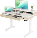 Claiks Standing Desk with Drawers Electric Adjustable Standing Desk Adjustable Height Sit Stand Up Desks with Storage Shelves &amp Wheels 48 Inch White