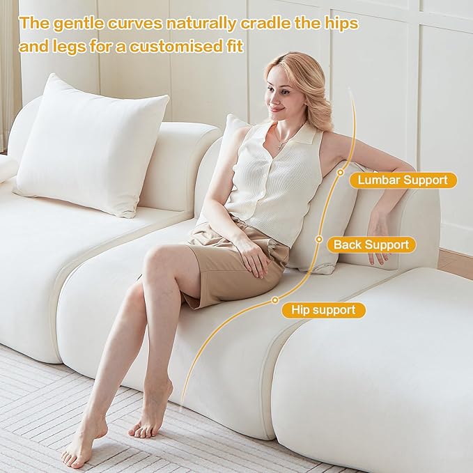 UKMTUET Boneless Couches for Living Room 114 L Shaped Couch with Chaise Sectional Couch with Convertible Ottoman Modular Sectional Sofa Comfy Couch with 3 Seat &amp Pillow