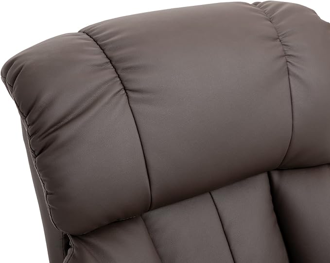 Massage Recliner Chair with Ottoman 10 Vibration Points and 360° Swivel Comfortable Faux Leather Living Room Chair with Side Pocket Brown.