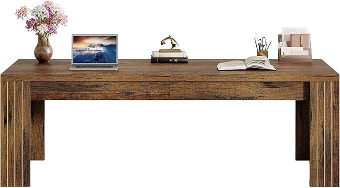Tribesigns Two Person Desk 78.7-Inch 2 Person Gaming Desk Extra Long Farmhouse Double Computer Desk for Home Office Dark Brown