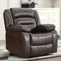 EBELLO Faux Leather Power Recliner Chair Oversized Electric Overstuffed Reclining Chair with Thick Cushion and Back Single Sofa with Comfortable Armrest USB Charge Port Brown (Recliner)