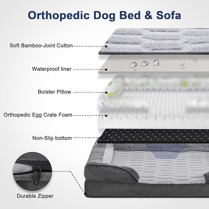 FURTIME Orthopedic Small Dog Beds - Waterproof Ultra Comfy Supportive Foam Pet Couch with Removable Washable Cover Nonskid Bottom