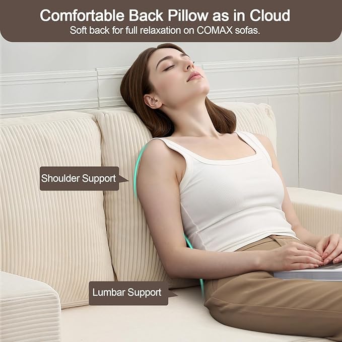 COMAX Convertible Sofa Bed Queen Folding Fold Out Couch Bed Floor Futon Couch Corduroy Sleeper Mattress with Back Pillows Boneless Sofa Comfy Lounge Loveseat for Living Room Bedroom Beige