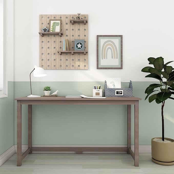 Max &amp Lily Solid Wood Desk 55 Inches Clay