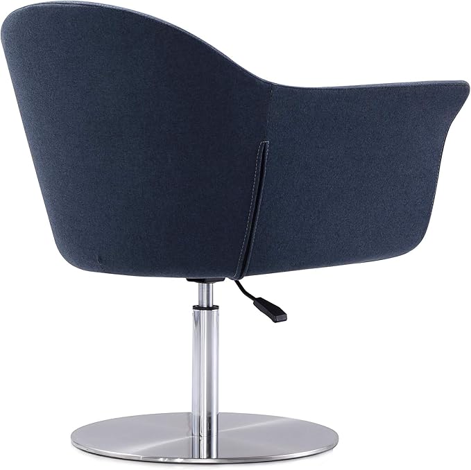 Manhattan Comfort Voyager Adjustable Swivel Accent Chair Set of 2 with 360° Turn Mid-Century Modern Design Woven Upholstery and Removable Cushion Ideal for Living Room or Home Office Smokey Blue