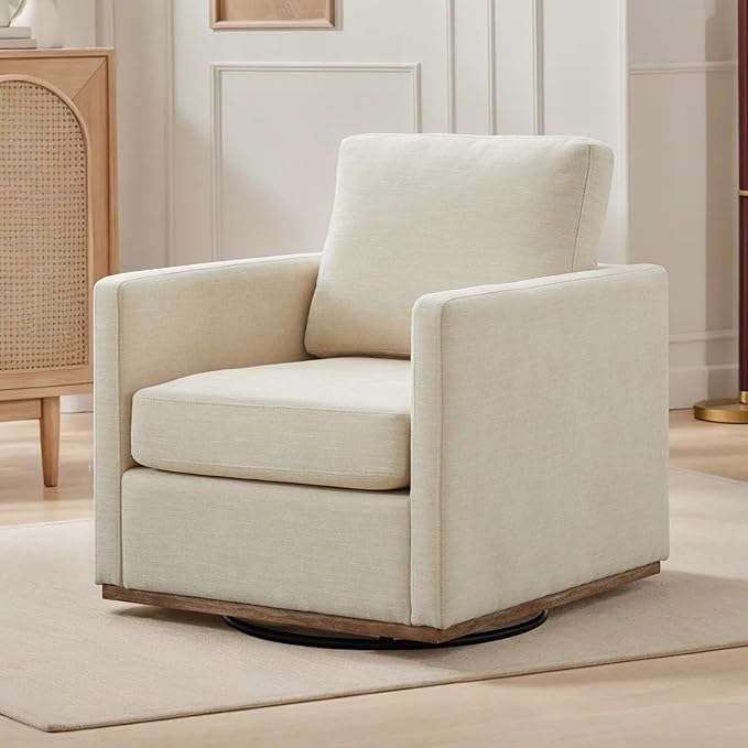 Mlmh &amp Kngwa 30.7 Swivel Accent Chair Set of 2 for Living Room Mid Century Modern Armchair Reading Chairs for BedroomChenilleBeige