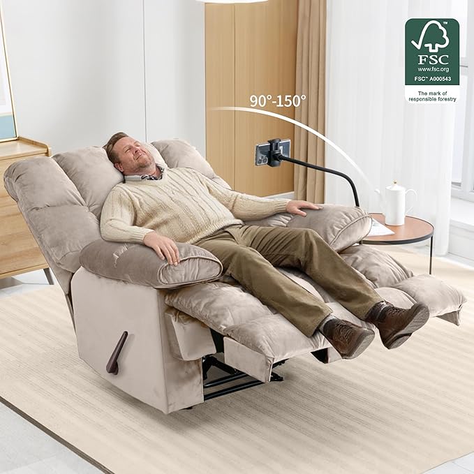 Euthymia Oversized Recliner Chair Big and Tall Recliner Chairs for Adults 400LBS Large Recliner Chair Extra Wide Recliner for Living Room Cream