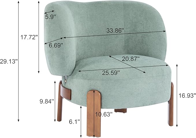 Christopher Knight Home Lily Solid Wood Wingback Accent Chair Fabric Upholstered Club Chair Curved Backrest Single Sofa Comfy Reading Lounge Chair for Living Room Soft Cushion Seating Green
