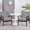 POWERSTONE Mid Century Accent Chair Set of 2 Modern Armchair Wood Frame Linen Upholstered Reading Lounge Leisure Side Chair for Living Room Bedroom Dark Grey