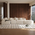 158” Oversized Modular Cloud Couch Boneless 5-Seat Sectional Sofa with Chaise &amp Movable Ottoman Plush Corduroy Deep Seat No Assembly Required(Beige White)