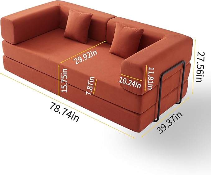 KEIKI Convertible Corduroy Sleeper Sofa Bed with Supportive Metal Frame Modern Floor Lounge Couch for Relaxing Reading Napping