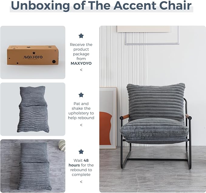 MAXYOYO Accent Chair Sherpa Arm Chair for Living Room Mid Century Modern Accent Chairs Boucle Reading Bedroom Chair Teddy Armchair Wooden Arms Metal Frame