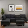 FONTOI L Shaped Sectional Couches for Living Room Modular 4 Seat Sofa with Ottoman Storage Modern Couch with Chaise for Bedroom Apartment Furniture Black