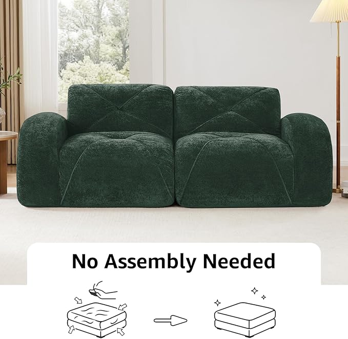 140.9'' Modular L Shaped Sectional Couches for Living Room Modern Velvet Cozy Boneless Sofa with 1 Ottoman No Assembly Required Comfy Couch Green Cloud Boneless Couch in a Box Sofas para Sala